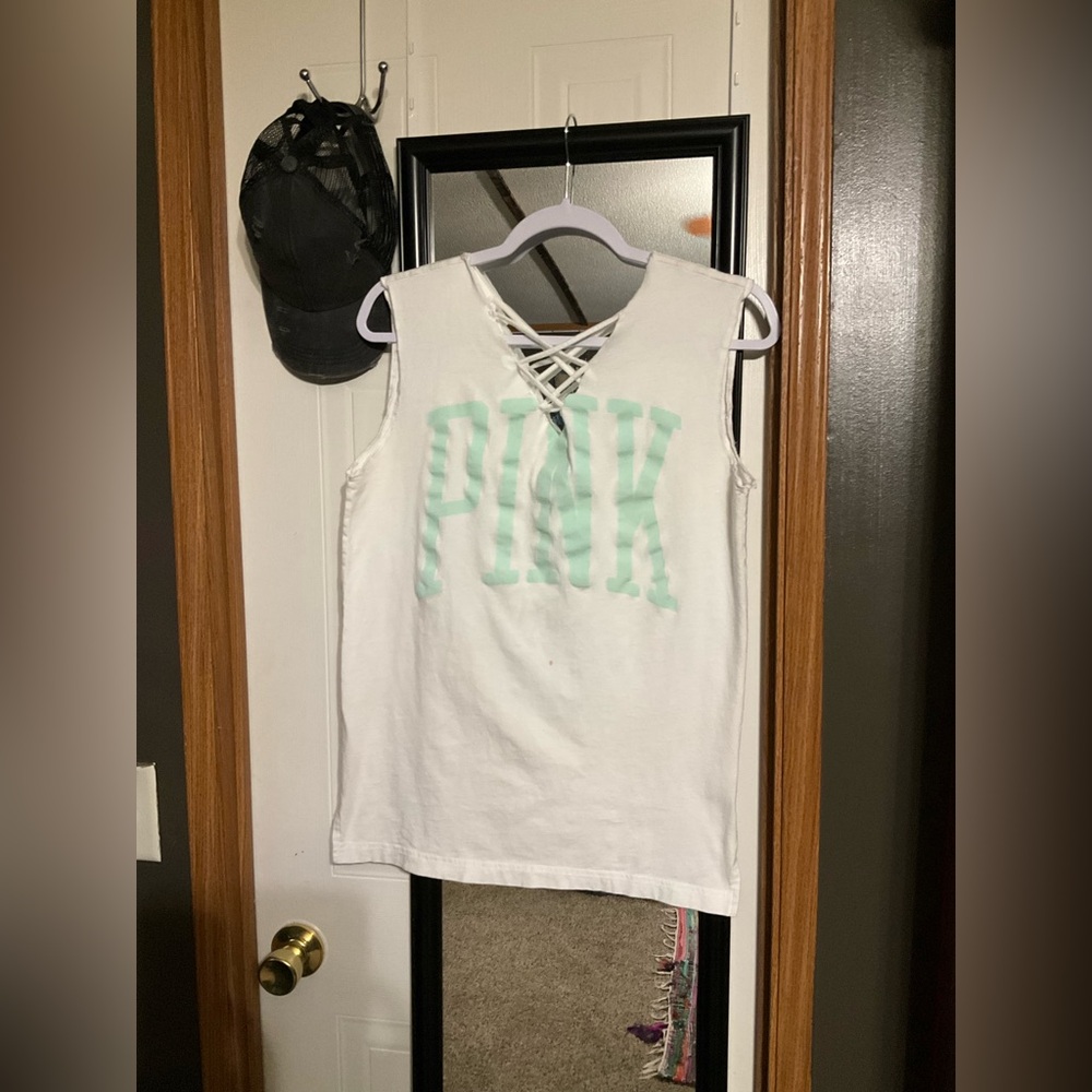 🤍🩵vs pink cross cross tank Victoria secret